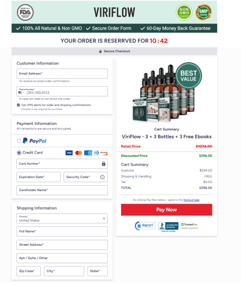 ViriFlow  Buy Checkout Page
